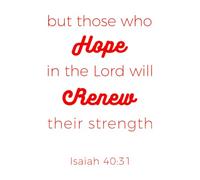 Engraving Stickers Biblical Phrase from Isaiah who Hope in The Lord 36x51.8cm Removable Without Leaving Glue Red