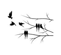 Engraving Stickers Birds On Branch Living 36x51.3cm Can Modify and add Information Small Black