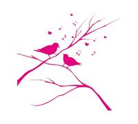 Engraving Stickers Birds On Branch Singing Notes Music Love Bedroom 72x76.5cm Removable Without Leaving Glue Rosered