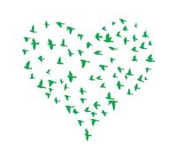 Engraving Stickers Birds Patterns Love Heart Abstract Romance 36x39.2cm Do not Damage The Wall Surface Green