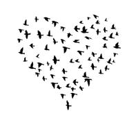 Engraving Stickers Birds Patterns Love Heart Abstract Romance 36x39.2cm Personalized Customization Black