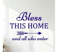 Engraving Stickers Bless This and Bless All Who Enter The Restaurant God Religious Prayer Quotes 35x47cm Personalized Customization DarkBlue