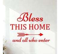 Engraving Stickers Bless This and Bless All Who Enter The Restaurant God Religious Prayer Quotes 54.6x73.3cm Multi Color Selection Red
