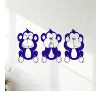 Engraving Stickers Buddhism Symbolss Three Wise Monkeys Yoga Meditation Relaxation OM Zen 53x101.8cm Do not Damage the wall Surface DarkBlue