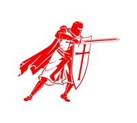 Engraving Stickers Crusader Medieval Knight Shield and Sword Warrior 36x46.5cm Multiple Size Options Small red