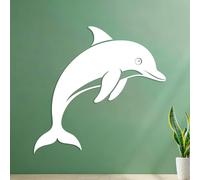 Engraving Stickers Elegant Silhouette of A Dolphin 54.6x56.6cm Can Modify and add Information White