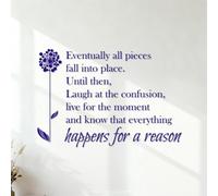 Engraving Stickers Eventually All Pieces Fall into Place Until Then Laugh at the Confusion Live for the Moment and Know that Everything Happens for a Reason. 35x51.2cm Easy Installation DarkBlue
