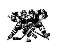 Engraving Stickers Fierce Struggle Between Hockey Players competing 40x51.5cm Can Modify and add Information Black