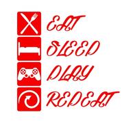 Engraving Stickers Game Rules Eat Sleep Play Repeat Joystick 36x37cm Do not Damage The Wall Surface Red