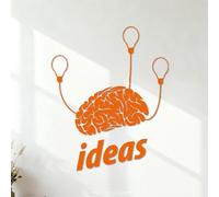 Engraving Stickers Idea Brain Mind Bulb Brainstorm Brilliant 54.6x67.3cm Do not Damage the wall Surface Orange