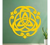Engraving Stickers Irish Celtic Cross Talisman Ornament 35x36.4cm Window Decals Yellow