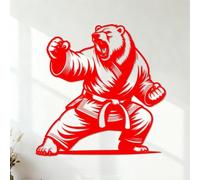 Engraving Stickers Karate Bear Athlete 35x35.4cm Art Decoration Red