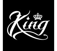 Engraving Stickers King Word Inscription Crown 34x48.5cm Multiple Size Options S-White