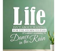 Engraving Stickers Life Isn't About Waiting for The Storm to Pass Learning Dancing in The rain. 35x36.3cm Easy Installation White