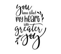 Engraving Stickers My Heart with Greater Joy Inspirational Quotes 64x93.3cm Do not Damage The Wall Surface Black