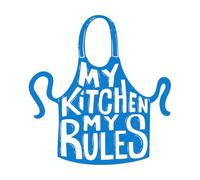Engraving Stickers My Kitchen Rules Lettering Phrase 42x44.3cm Window Decals Blue