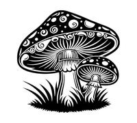Engraving Stickers Mystical Mushrooms Discover 67.2x67.2cm Easy Installation Black