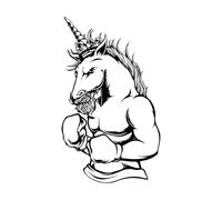 Engraving Stickers Myth Unicorn Fantasy Sport Club Boxing Gymnastics 30x50.5cm Art Mural Painting Black