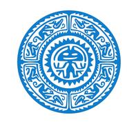 Engraving Stickers Native American Circular Pattern Geometric Shapes Mayan Aztec 67.2x67.2cm Window Decals Blue