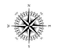Engraving Stickers Nautical Compass Rose Life 54x54cm Waterproof Large Black