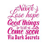 Engraving Stickers Never Lose Hope Good Things Will Come Soon via Secrets 54.6x60.5cm Store Decoration Rosered