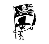 Engraving Stickers Pirate Skull Playroom Kids Room with Torn Pirate Flag 54x86.7cm Do not Damage The Wall Surface Black
