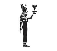 Engraving Stickers Silhouettes of King and Queen on Egyptian Papyrus offering Sacrifices to The Gods Ancient Egyptian Gods 30x73.7cm Tattoo Culture Black