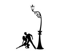 Engraving Stickers Street Light Tango Dance Passion Dancers 54x87.1cm Removable Without Leaving Glue Black