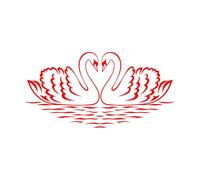 Engraving Stickers Swans Birds Love Romance 45x89.1cm Removable Without Leaving Glue Red