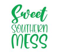 Engraving Stickers Sweet Southern Mess Letters Quote 49.2x60.6cm Self Adhesive Green