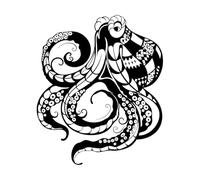 Engraving Stickers Tentacles Octopus Marine Animal Ocean Theme 34x40.3cm Can Modify and add Information S-Black