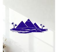 Engraving Stickers Tourism Travel Egypt Pyramids Palm Trees Ocean 54.1x139.7cm Do not Damage the wall Surface DarkBlue