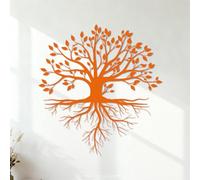 Engraving Stickers Tree Life Root with Leaves Branches with Leaf 54.6x58.3cm Multiple Size Options Orange