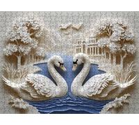 Engraving Swan Puzzle - 5000 Piece Jigsaw Puzzles for Adults - The Back Features Printed Letter Guides - The Pieces fit Together Snugly - Wooden Puzzles for Adults - Gifts Man 61.6 X 41.5 Inch s7h-184