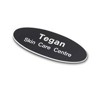 ENGRAVING WORLD Personalised Engraved School Student Office Name Badge Oval Black/White