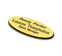 ENGRAVING WORLD Personalised Engraved School Student Office Name Badge Oval Magnetic Yellow/Black