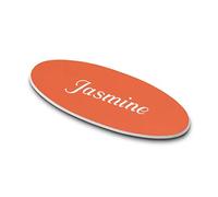 ENGRAVING WORLD Personalised Engraved School Student Office Name Badge Oval Orange/White