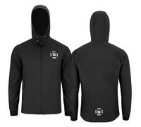 ENGREEK Running Hoodie Waterproof Thermal full Zip Jacket, Lightweight & Breathable Windproof Raincoat for Walking Hiking, Camping Festival,Travelling (UK, Alpha, M, Regular, Regular, Black)