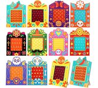 Engrowtic 10 Pcs Day of the Dead Altar Photo Frames Dia De Los Muertos Wooden Picture Frames Wood Day of the Dead Decorations Altar Supplies Memory Shadow Gift for Home Tabletop Display Centerpieces