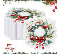 Engrowtic 100 Pcs Christmas Wreath Napkins 6.1 x 5.7 Inch Disposable Guest Dinner Hand Towels Cocktail Papers Holiday Decorative Napkins for Christmas Winter Wedding Party Tableware Decor