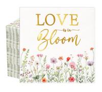 Engrowtic 100 Pcs Love Is in Bloom Floral Bridal Shower Napkins Colorful Wildflower Paper Napkins Floral Flower Themed Bridal Shower Decorations for Wedding Bachelorette Engagement Party