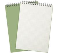 Engrowtic 2 Pack Graph Paper Spiral Notepad A5 Top Wirebound Notepad Grid Notebook Steno Pad Memo Notebook Grid Paper 140 Pages for Writing Sketching Drawing Office Supply (Eucalyptus Green)