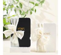 Engrowtic 2 Pcs Black White Vow Books with Ribbon 5.6 x 4 Inch Pocket Sized Embossed Wedding Vow Books Ceremony Speech Promise Journal for Wedding Bridal Shower Gifts