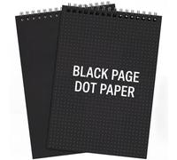 Engrowtic 2 Pcs Dot Grid Notebook Top Spiral Notebook A5 Size Bullet Dotted Paper Hardcover Dot Journal 8.3''x 5.8'' 140 Pages Spiral Notepads for Drawing Writing School Office (Black （black Page）)