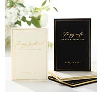 Engrowtic 2 Pcs His and Her Wedding Vow Books Gold Foil, Black-White