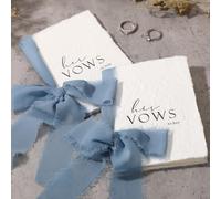 Engrowtic 2 Set Wedding Vow His and Hers with Ribbons 5.5"x 4" Hand Torn Edge Vow Books with Envelope and Wax Seal Wedding Keepsake Gift for Bride and Groom Newly Engaged Couple(Blue)