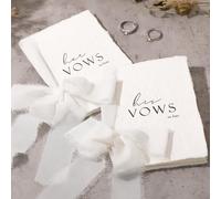 Engrowtic 2 Set Wedding Vow His and Hers with Ribbons 5.5"x 4" Hand Torn Edge Vow Books with Envelope and Wax Seal Wedding Keepsake Gift for Bride Groom Newly Engaged Couple(Ivory)