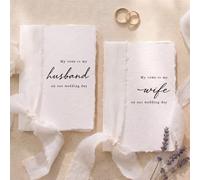 Engrowtic 2 Set White Wedding Vow Books His and Hers with Ribbons Envolopes to Husband Wife Wedding Gift 5.51" x 3.94" Vow Book with 12 Blank Pages for Bride Groom Newly Engaged Couple Ceremony