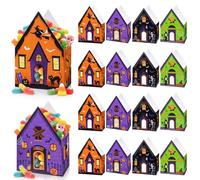 Engrowtic 20 Pcs Halloween Haunted House Treat Boxes Small Halloween Spooky Pumpkin Ghost Witch Candy Gift House Bags for Xmas Holiday Party Treat Cookie Goodie Snack Gift Packaging