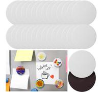 Engrowtic 25 Pcs Magnetic Painting Canvas Panel Mini Canvas Boards for Painting Mini Tile Art for Fridge Locker Art Crafts DIY(Round,3in)